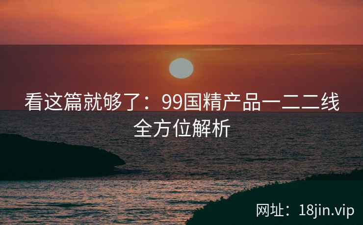 看这篇就够了：99国精产品一二二线全方位解析  第1张